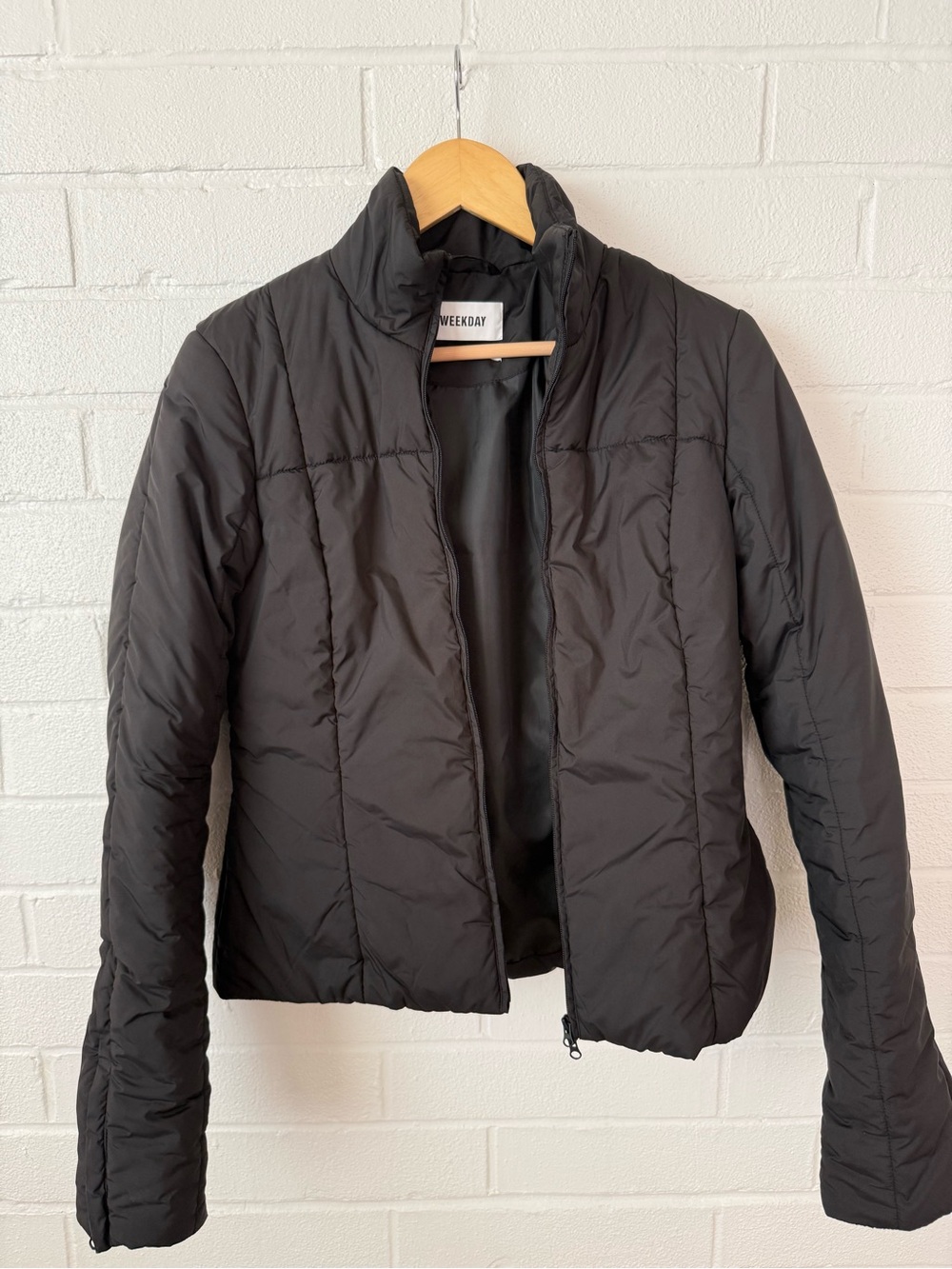 Weekday Black Quilted Short Puffer Jacket